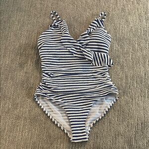Striped Blue and White Women's One Piece Swimsuit
